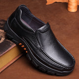 Men Genuine Cow Leather Waterproof Comfy Non Slip Soft Slip On Casual Oxfords