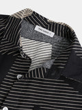 Mens Fashion Color Block Stripe Short Sleeve Casual Shirts