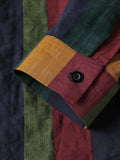 Mens New Fashion Color Matching Striped Long Sleeve Shirts