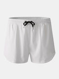 Men Sports Breathable Moisture Drawstring Shorts Mesh Liner Zipper Pocket Mini Shorts Loungewear