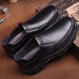 Men Genuine Cow Leather Waterproof Comfy Non Slip Soft Slip On Casual Oxfords