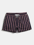 Men Stripe Swimming Shorts Drawstring Quick Drying Holiday Mini Shorts for Running Lounge Shorts