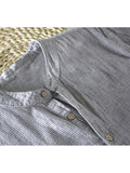 Mens 100% Cotton Button Striped Half Sleeve Breathable Casual Henley Shirts