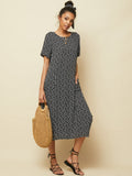 Summer Polka Dot Print Short Sleeve Plus Size Dress