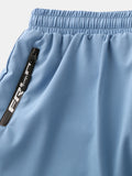 Men Sports Breathable Moisture Drawstring Shorts Mesh Liner Zipper Pocket Mini Shorts Loungewear