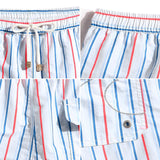 Men Stripe Swimming Shorts Drawstring Quick Drying Holiday Mini Shorts for Running Lounge Shorts