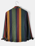 Mens New Fashion Color Matching Striped Long Sleeve Shirts