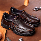 Men Genuine Cow Leather Waterproof Comfy Non Slip Soft Slip On Casual Oxfords