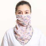 Women Chiffon Mask Scarf Face Mascarillas Wraps Floral Print Lady Silk Neck Scarves Foulard Bandana Reusable Masks Sun Protect