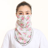 Women Chiffon Mask Scarf Face Mascarillas Wraps Floral Print Lady Silk Neck Scarves Foulard Bandana Reusable Masks Sun Protect