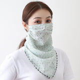 Women Chiffon Mask Scarf Face Mascarillas Wraps Floral Print Lady Silk Neck Scarves Foulard Bandana Reusable Masks Sun Protect