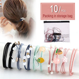 17KM New Girls Flower Pearl Basic Elastic Hair Bands For Women Pink Tie Gum Scrunchie Ring Rubber Bands Hair Accessories Gifts