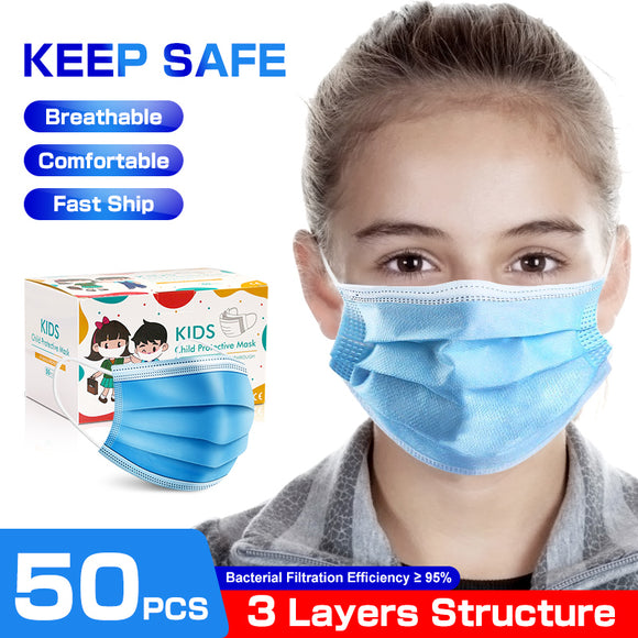 10/50 pcs 3 Layers Filter Disposable Kids Mask Child Protection Respirator Mask Face Mouth Children Safety Masks