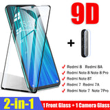 2 in 1 Camera Lens Tempered Glass For Xiaomi Redmi Note 7 8 Pro 8T Screen Protector On The For Redmi 8 8A 7 7A Protective Glass