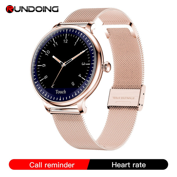 RUNDOING NY12 Stylish women smart watch Round Screen smartwatch for Girl Heart rate monitor compatible For Android and IOS