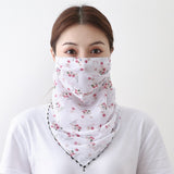 Women Chiffon Mask Scarf Face Mascarillas Wraps Floral Print Lady Silk Neck Scarves Foulard Bandana Reusable Masks Sun Protect