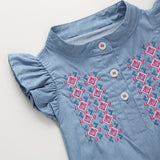 Cute baby girls denim romper Infant Newborn Baby Girl embroidery Playsuit Jumpsuit Body suit summer baby girl Clothing
