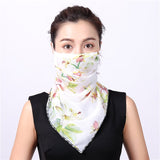 Women Chiffon Mask Scarf Face Mascarillas Wraps Floral Print Lady Silk Neck Scarves Foulard Bandana Reusable Masks Sun Protect