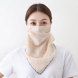 Women Chiffon Mask Scarf Face Mascarillas Wraps Floral Print Lady Silk Neck Scarves Foulard Bandana Reusable Masks Sun Protect