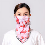 Women Chiffon Mask Scarf Face Mascarillas Wraps Floral Print Lady Silk Neck Scarves Foulard Bandana Reusable Masks Sun Protect