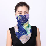 Women Chiffon Mask Scarf Face Mascarillas Wraps Floral Print Lady Silk Neck Scarves Foulard Bandana Reusable Masks Sun Protect