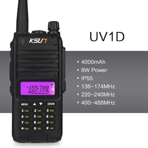 Walkie Talkie KSUN KS-UV2D 8W High Power Dual Band Handheld Two Way Ham Radio Communicator HF Transceiver Amateur Handy