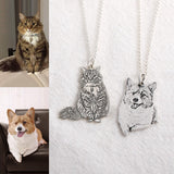 Custom Pet Cat Photo Silver Necklace Pendant Engraved Words 925 Sterling Silver Dog Photo Necklace Women Men Memorial Best Gift