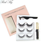 Wholesale 3 Pairs Magnetic Eyeliner Eyelashes  Makeup Tweezer Set Custom Lash Boxes logo Magnetic Eyelashes