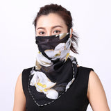 Women Chiffon Mask Scarf Face Mascarillas Wraps Floral Print Lady Silk Neck Scarves Foulard Bandana Reusable Masks Sun Protect