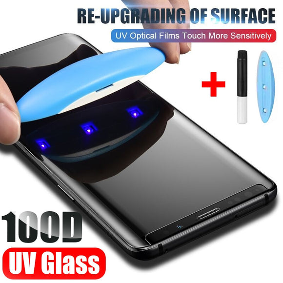 UV Tempered Glass For Samsung Galaxy S9 S8 S10 Plus Note 8 9 10 100D Full Liquid Screen Protector For Samsung S8 S7 Edge Glass