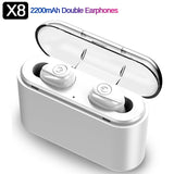 X8 TWS Bluetooth True Wireless Earphones 5D Stereo Earbuds Mini TWS Waterproof Headfrees 2200mAh Power Bank For Smart phones