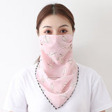 Women Chiffon Mask Scarf Face Mascarillas Wraps Floral Print Lady Silk Neck Scarves Foulard Bandana Reusable Masks Sun Protect