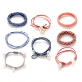 17KM New Girls Flower Pearl Basic Elastic Hair Bands For Women Pink Tie Gum Scrunchie Ring Rubber Bands Hair Accessories Gifts