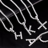 Letters Pendants Necklaces Women Letter Initial Necklace Tennis Chain Zircon Hip Hop Bling jewelry Iced Out Alphabet Pendant