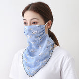 Women Chiffon Mask Scarf Face Mascarillas Wraps Floral Print Lady Silk Neck Scarves Foulard Bandana Reusable Masks Sun Protect