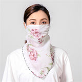 Women Chiffon Mask Scarf Face Mascarillas Wraps Floral Print Lady Silk Neck Scarves Foulard Bandana Reusable Masks Sun Protect