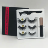 Makeup 3 pairs of magnetic eyelashes + liquid eyeliner + tweezers, waterproof long lasting eyelash extension eyelash set