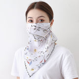 Women Chiffon Mask Scarf Face Mascarillas Wraps Floral Print Lady Silk Neck Scarves Foulard Bandana Reusable Masks Sun Protect