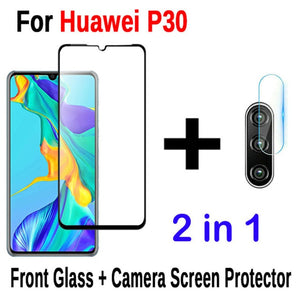 2 in 1 Screen Protector Full Protective Glass For Huawei P30 lite Pro Back Camera Lens film Tempered Glass On Huawei P30 Lite