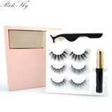 Wholesale 3 Pairs Magnetic Eyeliner Eyelashes  Makeup Tweezer Set Custom Lash Boxes logo Magnetic Eyelashes