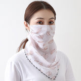 Women Chiffon Mask Scarf Face Mascarillas Wraps Floral Print Lady Silk Neck Scarves Foulard Bandana Reusable Masks Sun Protect