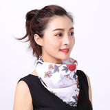 Women Chiffon Mask Scarf Face Mascarillas Wraps Floral Print Lady Silk Neck Scarves Foulard Bandana Reusable Masks Sun Protect