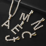 Letters Pendants Necklaces Women Letter Initial Necklace Tennis Chain Zircon Hip Hop Bling jewelry Iced Out Alphabet Pendant