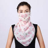 Women Chiffon Mask Scarf Face Mascarillas Wraps Floral Print Lady Silk Neck Scarves Foulard Bandana Reusable Masks Sun Protect