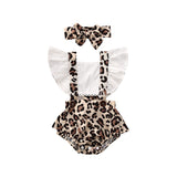 New 2PCS Infant Baby Girl Leopard Romper Bodysuit Jumpsuit Clothes Outfits Summer