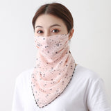 Women Chiffon Mask Scarf Face Mascarillas Wraps Floral Print Lady Silk Neck Scarves Foulard Bandana Reusable Masks Sun Protect