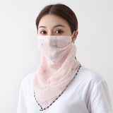 Women Chiffon Mask Scarf Face Mascarillas Wraps Floral Print Lady Silk Neck Scarves Foulard Bandana Reusable Masks Sun Protect