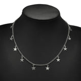 Tocona Multilayer Crystal Rose Pendant Necklace Women Gold Moon Star Horn Crescent Choker Necklaces Jewelry