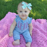 Cute baby girls denim romper Infant Newborn Baby Girl embroidery Playsuit Jumpsuit Body suit summer baby girl Clothing