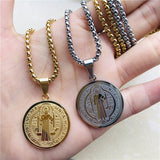 Catholic Saint Benedict  Medallas Religiosas Pendant Necklace Stainless Steel San Benito Necklaces For Men Jewelry